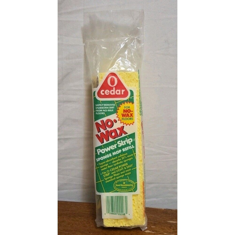 O Cedar No Wax Power Strip Sponge Mop Refill For No-Wax Floors 1990 NOS Yellow